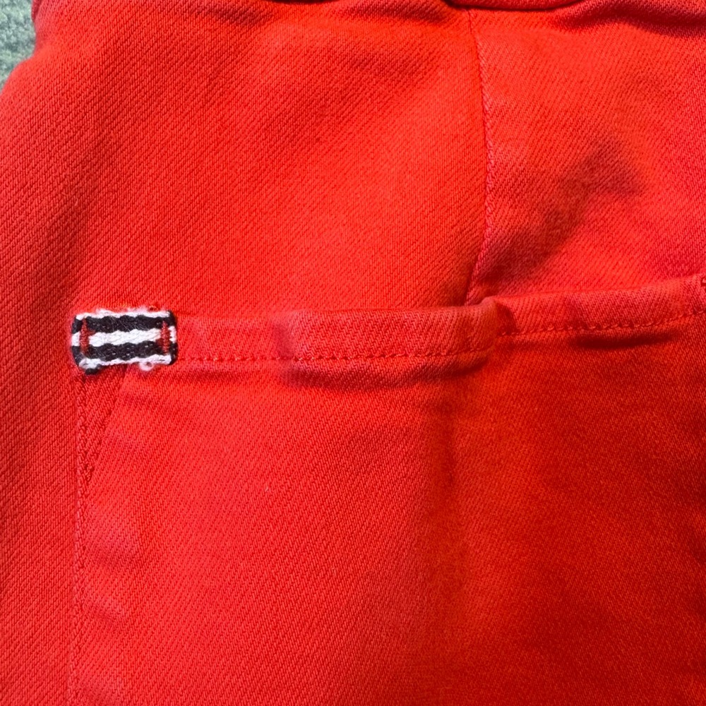 Alice + Olivia Jeans Red High Rise Wide Leg Flare Pants Front Seam Detail - Picture 9 of 14